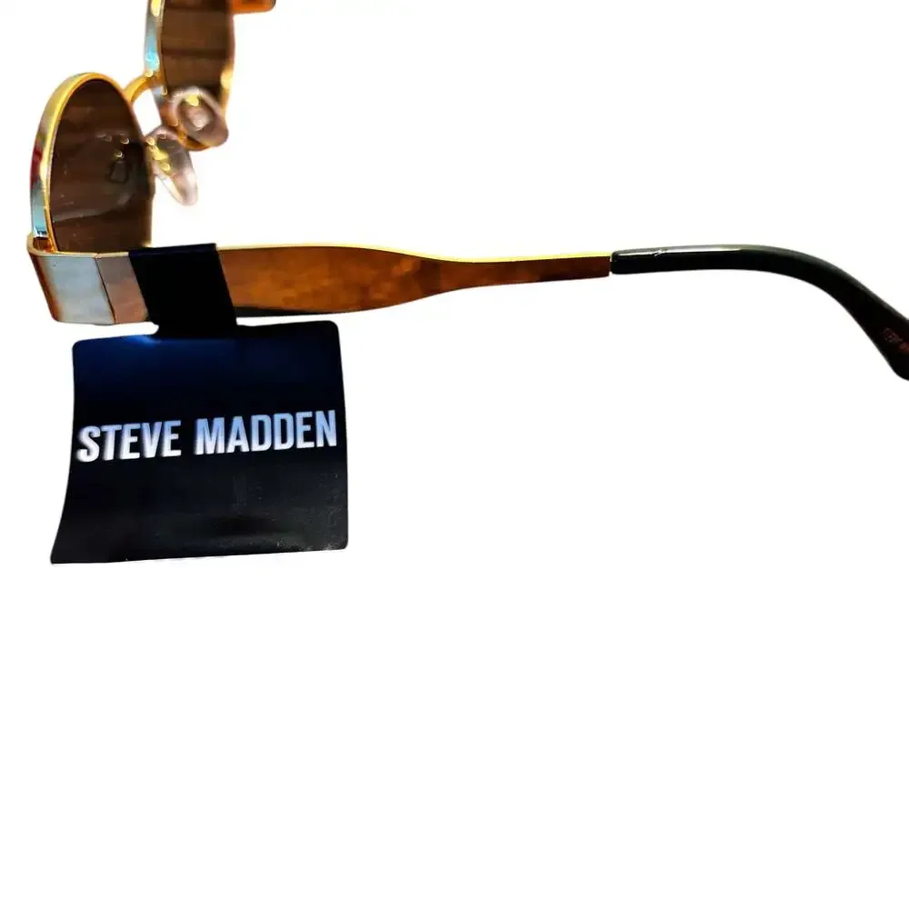 Steve Madden MYSTIE Shiny‎ Gold Frame Oval Sunglasses NWT